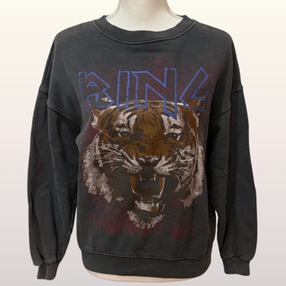 Anine Bing TIGER MUSE Sweatshirt Size XS 100% Cotton Crewneck Pullover Graphic
